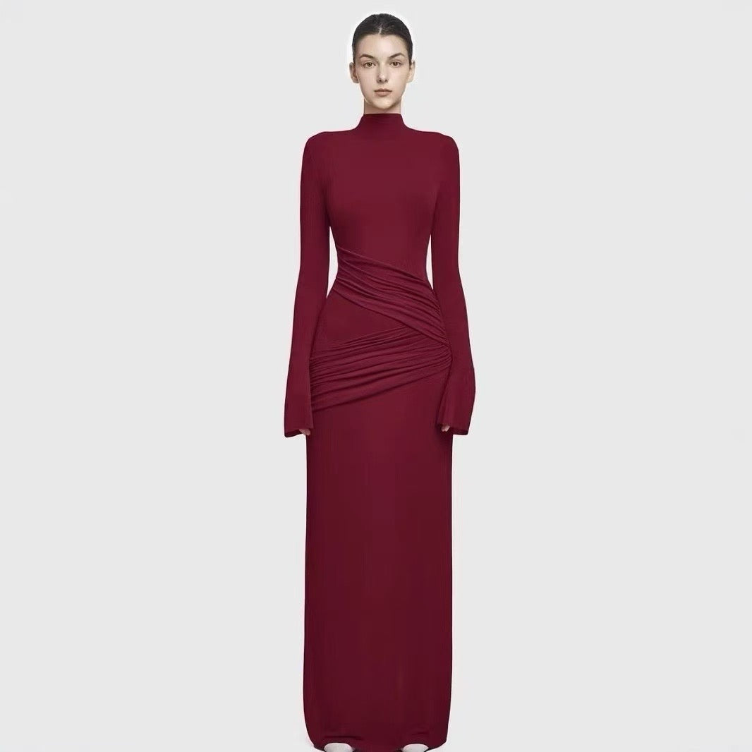 Crimson Ruched Gown
