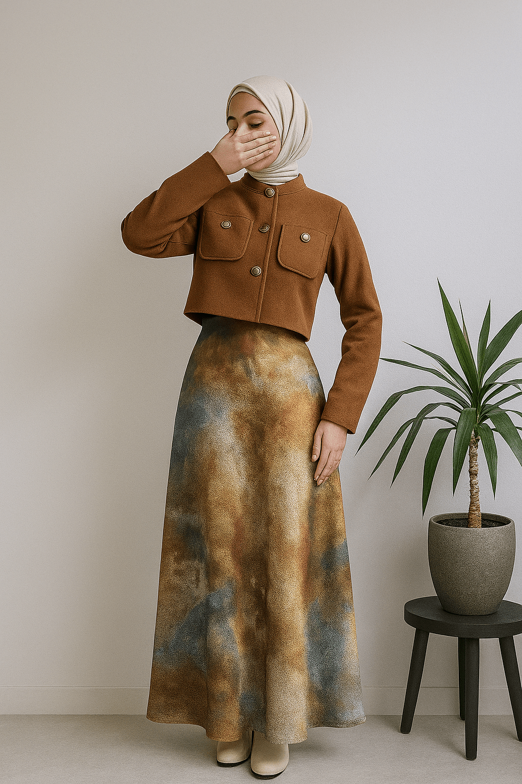 Autum Drift Satin Skirt - Moderélle