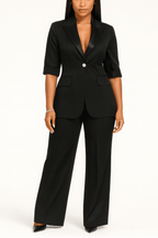 Black Opal Form Satin Suit Set - Moderélle