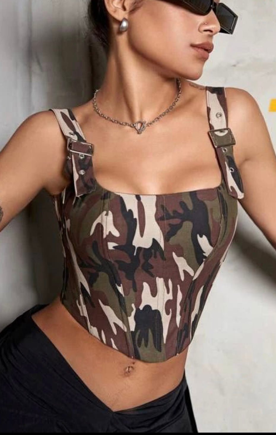 Camo Strap Corset Top - Moderélle