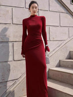 Crimson Ruched Gown - Moderélle