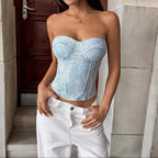 Lace Bleu Corset Top - Moderélle
