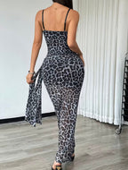Leopard Print Lace Corset Midi Dress - Moderélle