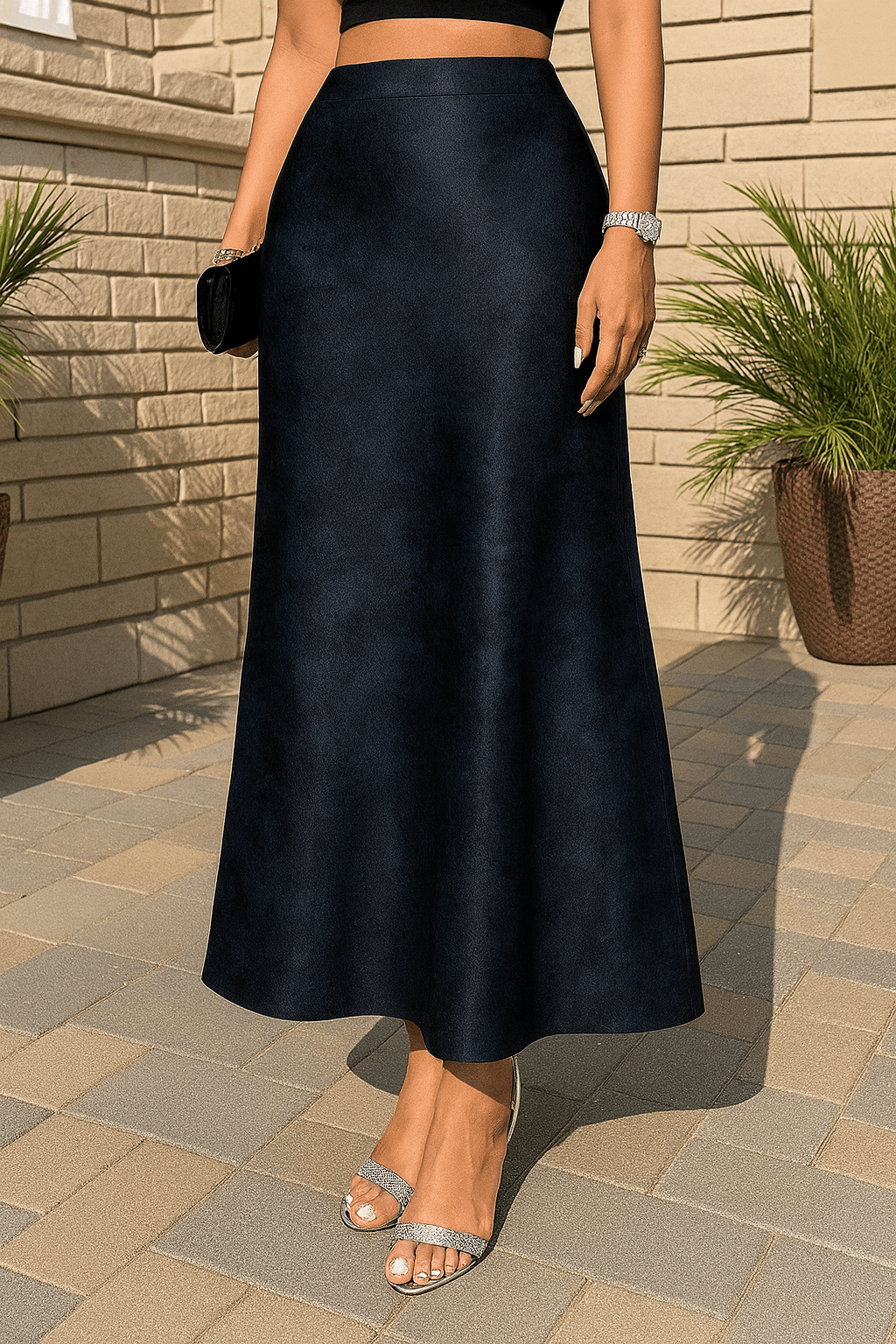 Midnight Deep Satin Skirt - Moderélle