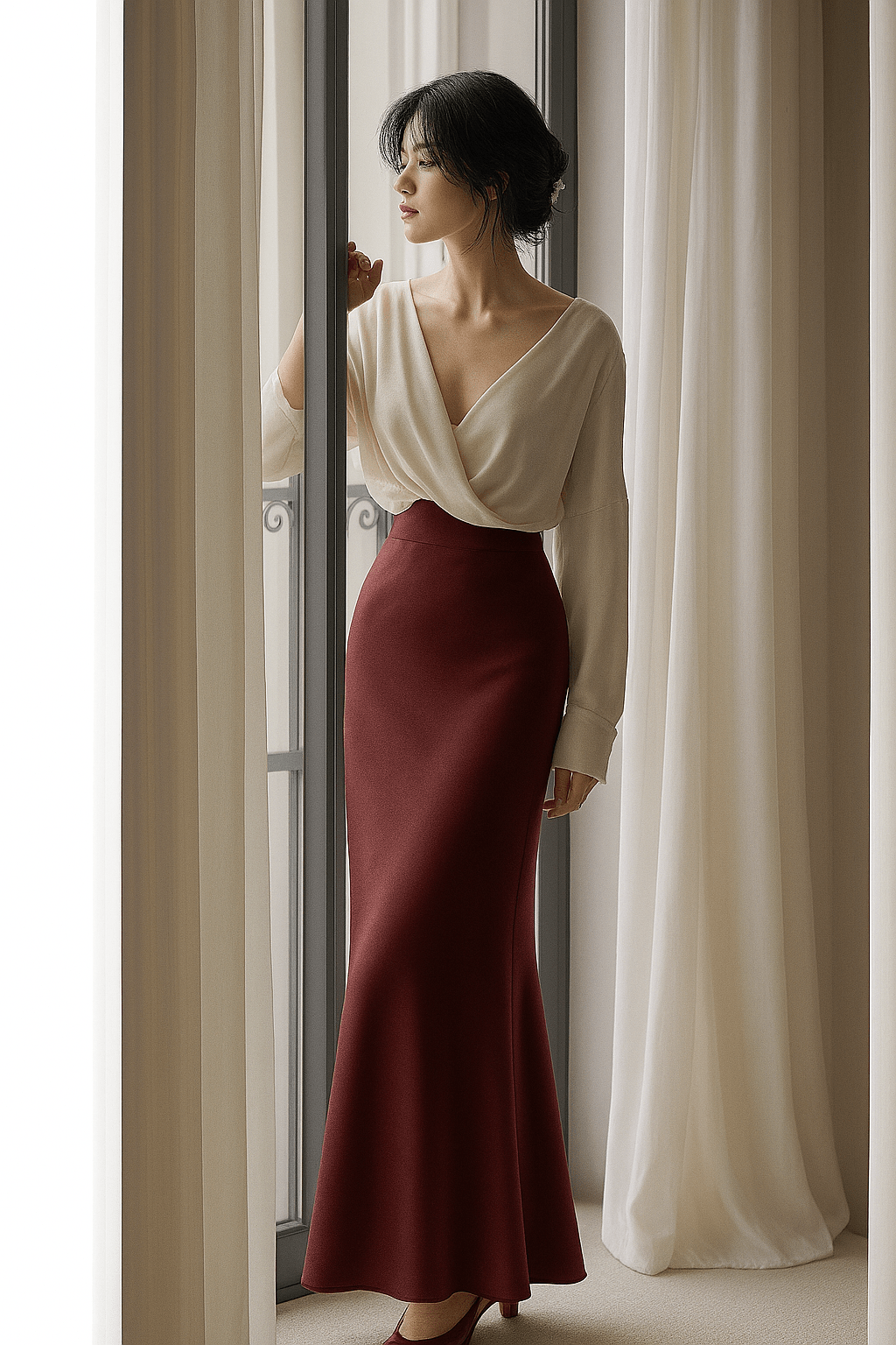 Moderélle Satin Midi Skirt - Moderélle