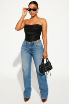 Noir Silk Corset Top - Moderélle