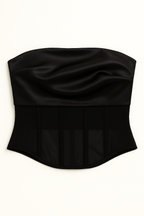 Noir Silk Corset Top - Moderélle