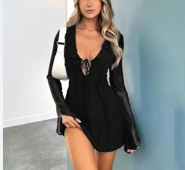 Ruffle Tie Front Mini Dress - Moderélle