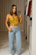 Sequins Chain Sheer Top - Moderélle