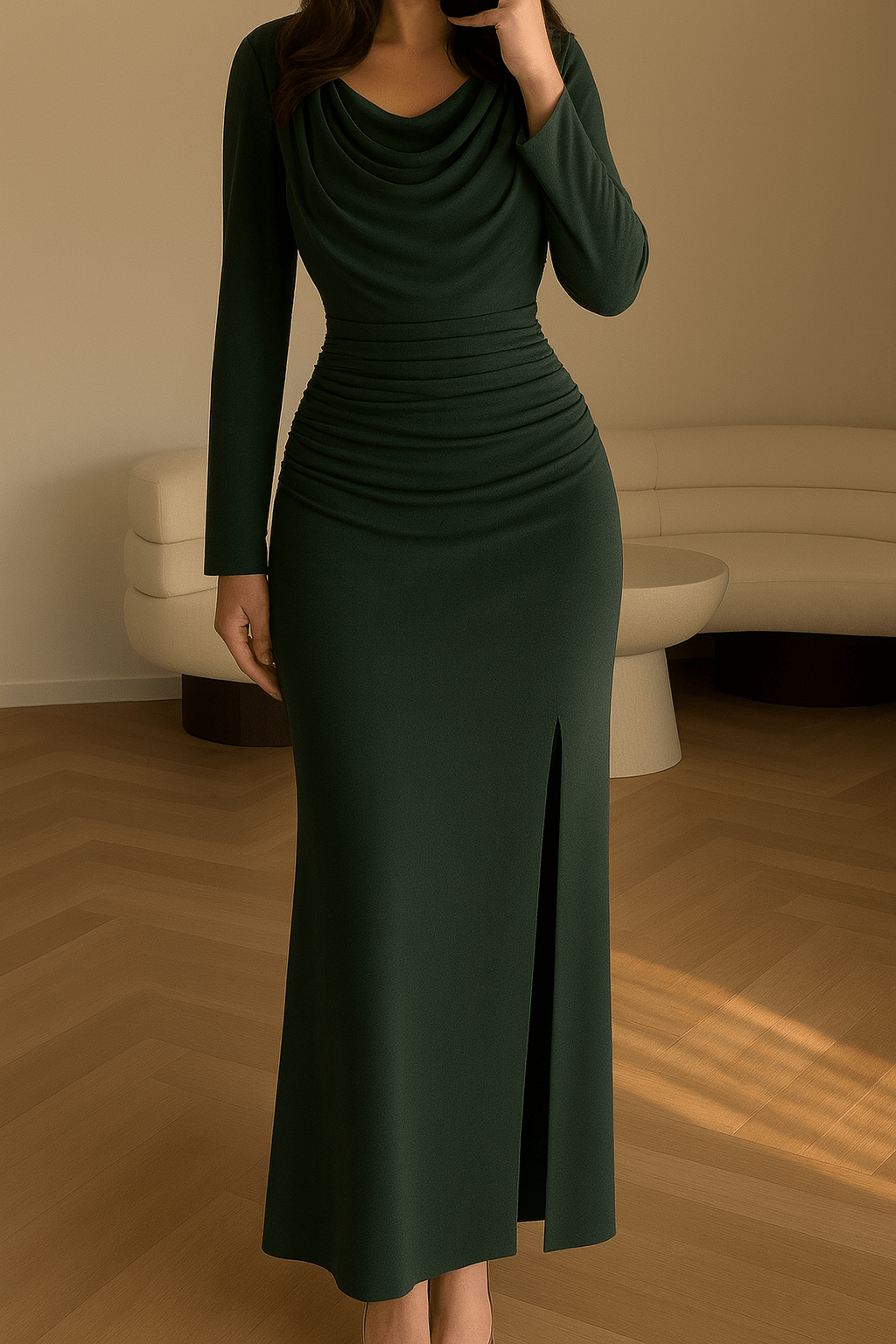 Shoulder Padded Evening Gown - Moderélle