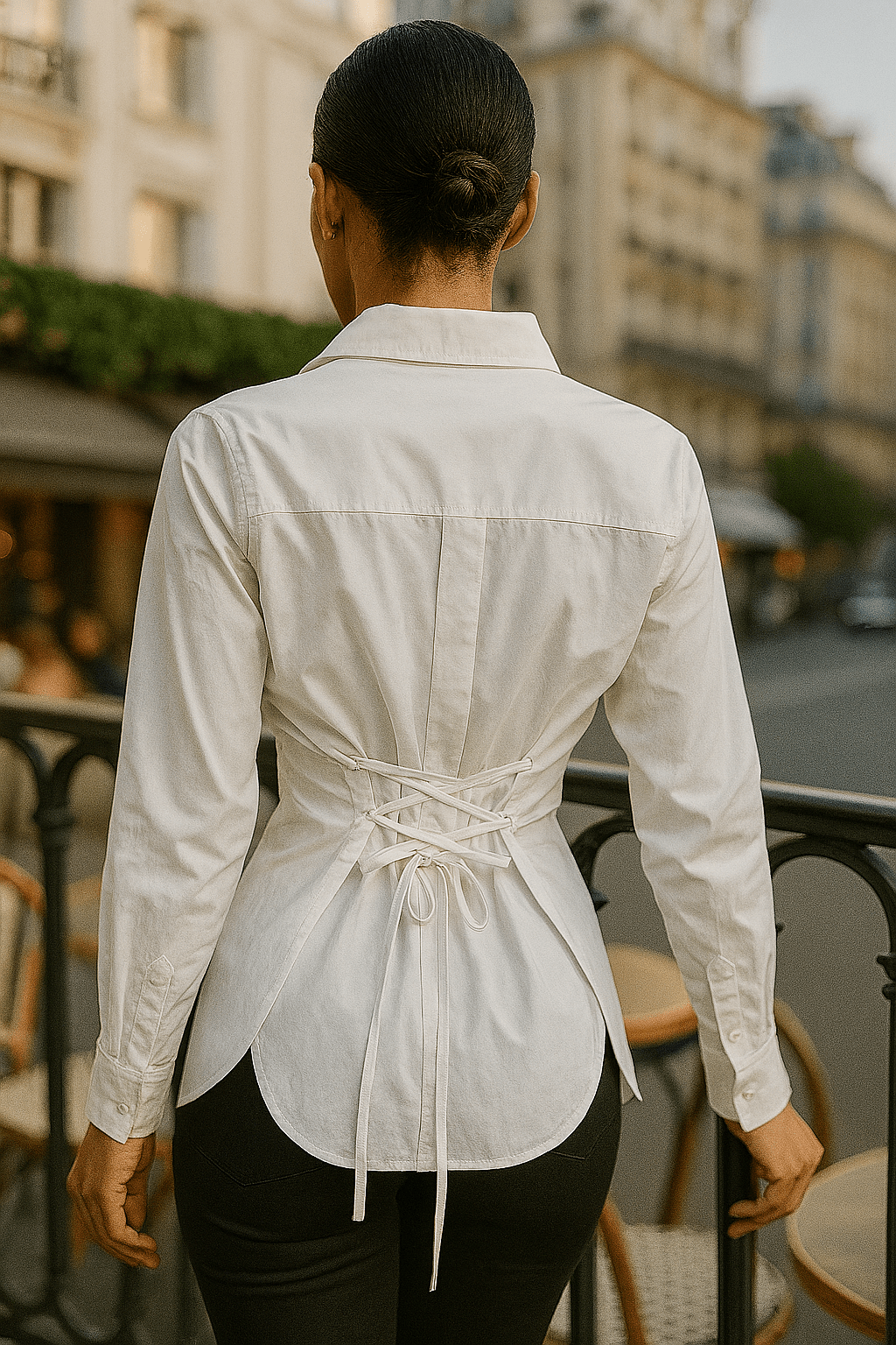 Waist Cinch Poplin Shirt - Moderélle
