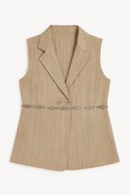 Women Sleeveless Satin Lightweight Suit Set - Moderélle