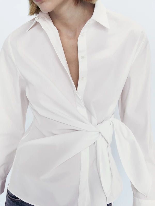 Women’s Tailored Side Tie Longleeve Shirt - Moderélle