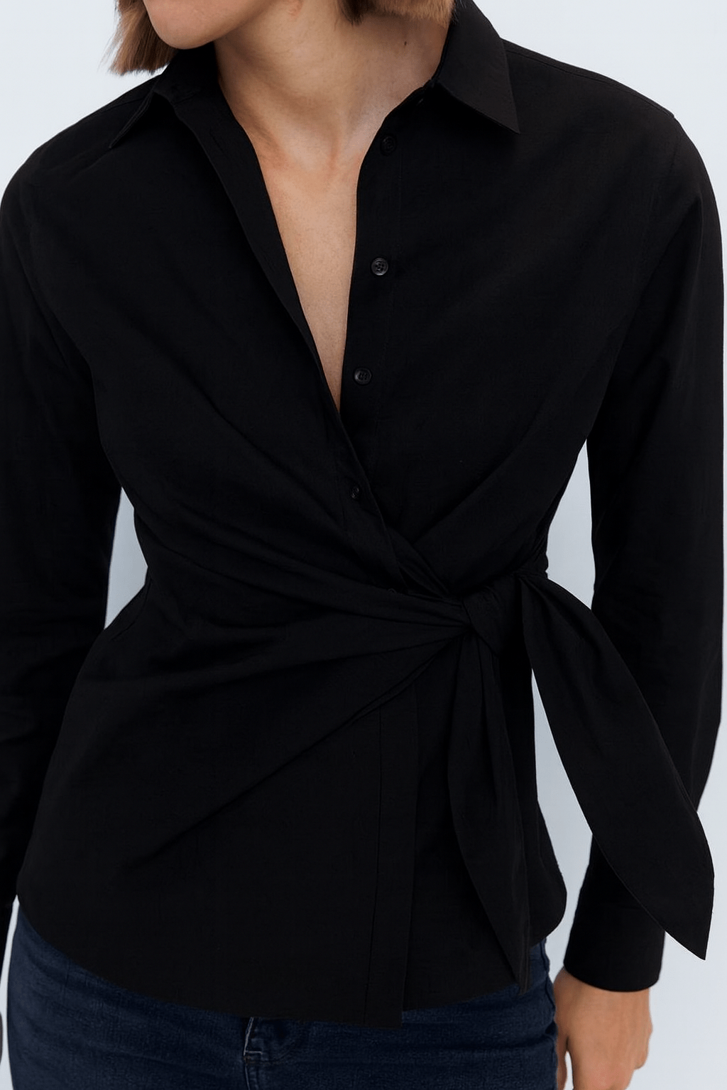 Women’s Tailored Side Tie Longleeve Shirt - Moderélle